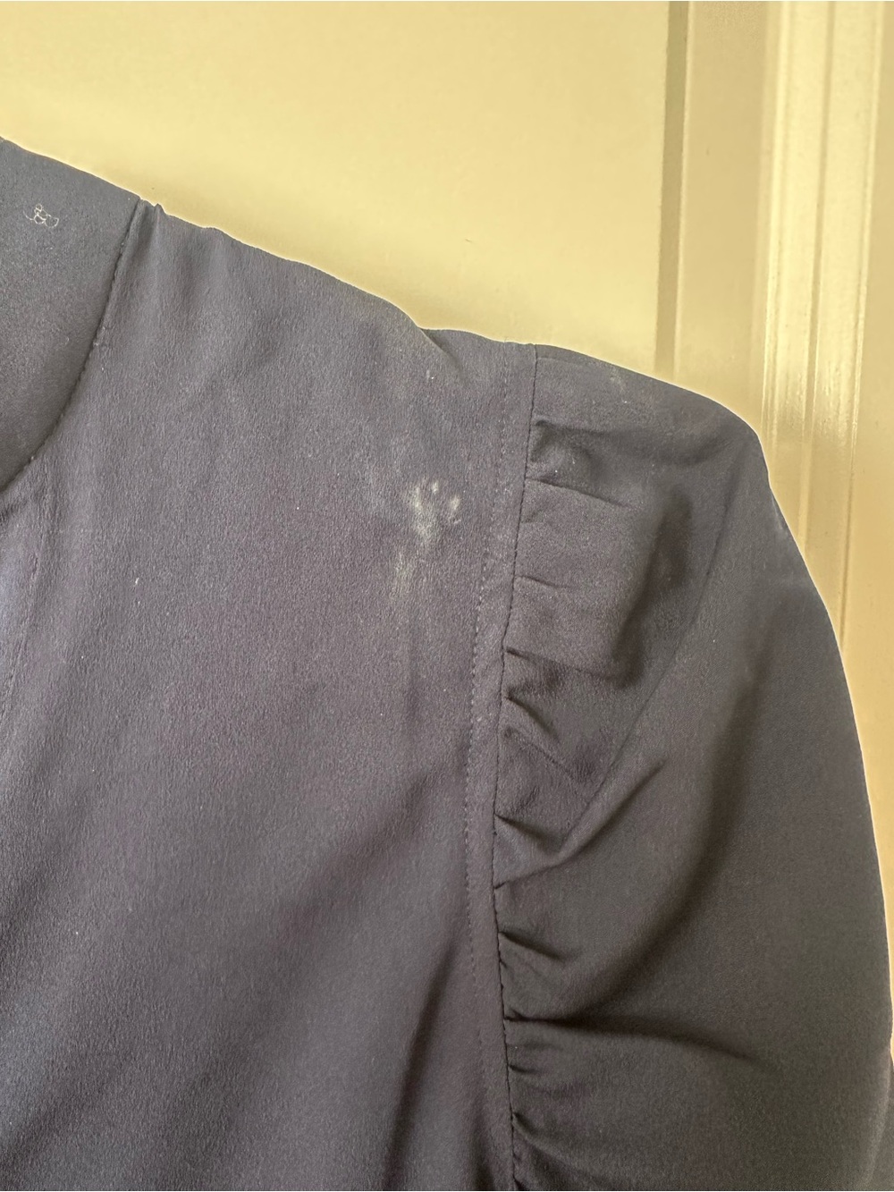 WHBM Navy Ruched-Sleeve Shirt - Picture 4 of 5